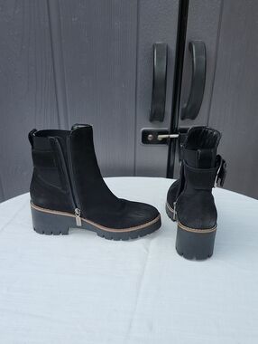 Dalia ( BLONDO ) Black Chunky Lug Heel Ankle Boots